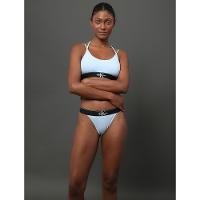Calcinha Fio Dental Cotton Monogram Calvin Klein Underwear - Azul Claro - 1