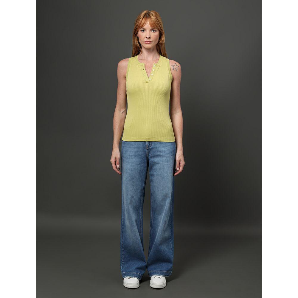 Regata Feminina Ribana Com Botões Calvin Klein - Verde Pistache - 3