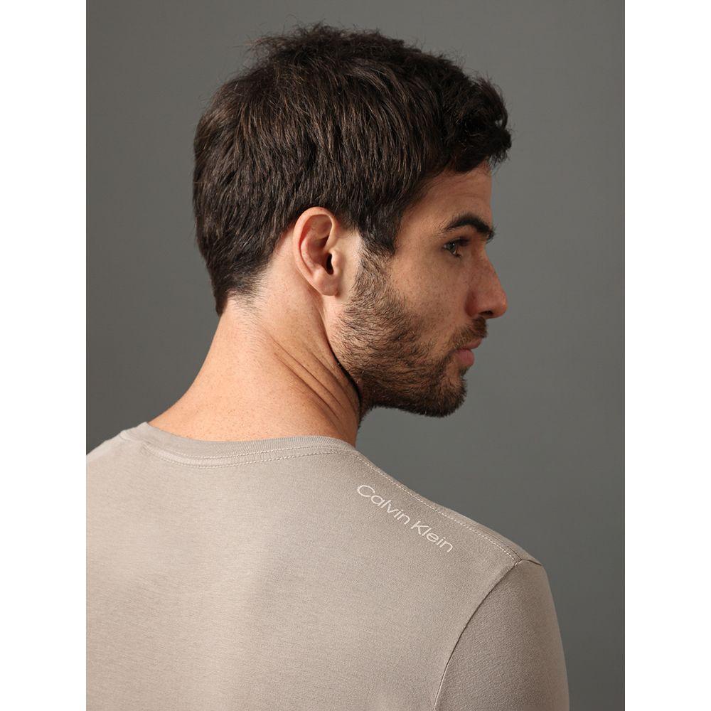 Camiseta Masculina Logo Costas Calvin Klein Swimwear - Caqui Medio - 2