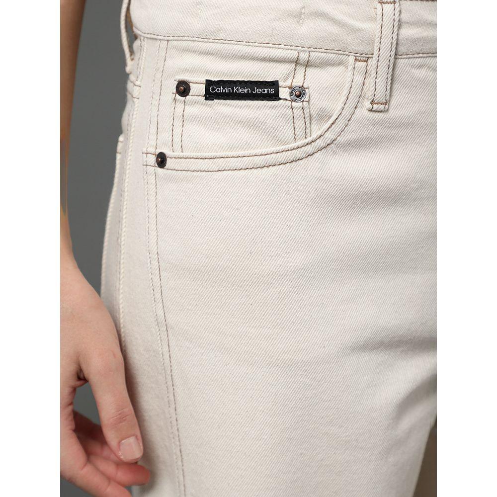 Calça Feminina Cropped Wide Natural Leg Calvin Klein Jeans - Off White - 4