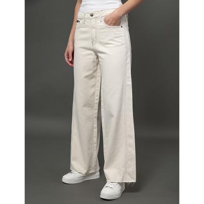 Calça Feminina Cropped Wide Natural Leg Calvin Klein Jeans - Off White