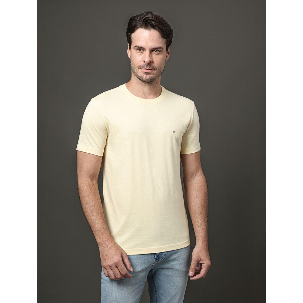 Camiseta Masculina Meia Malha Calvin Klein - Amarelo Manteiga - 1