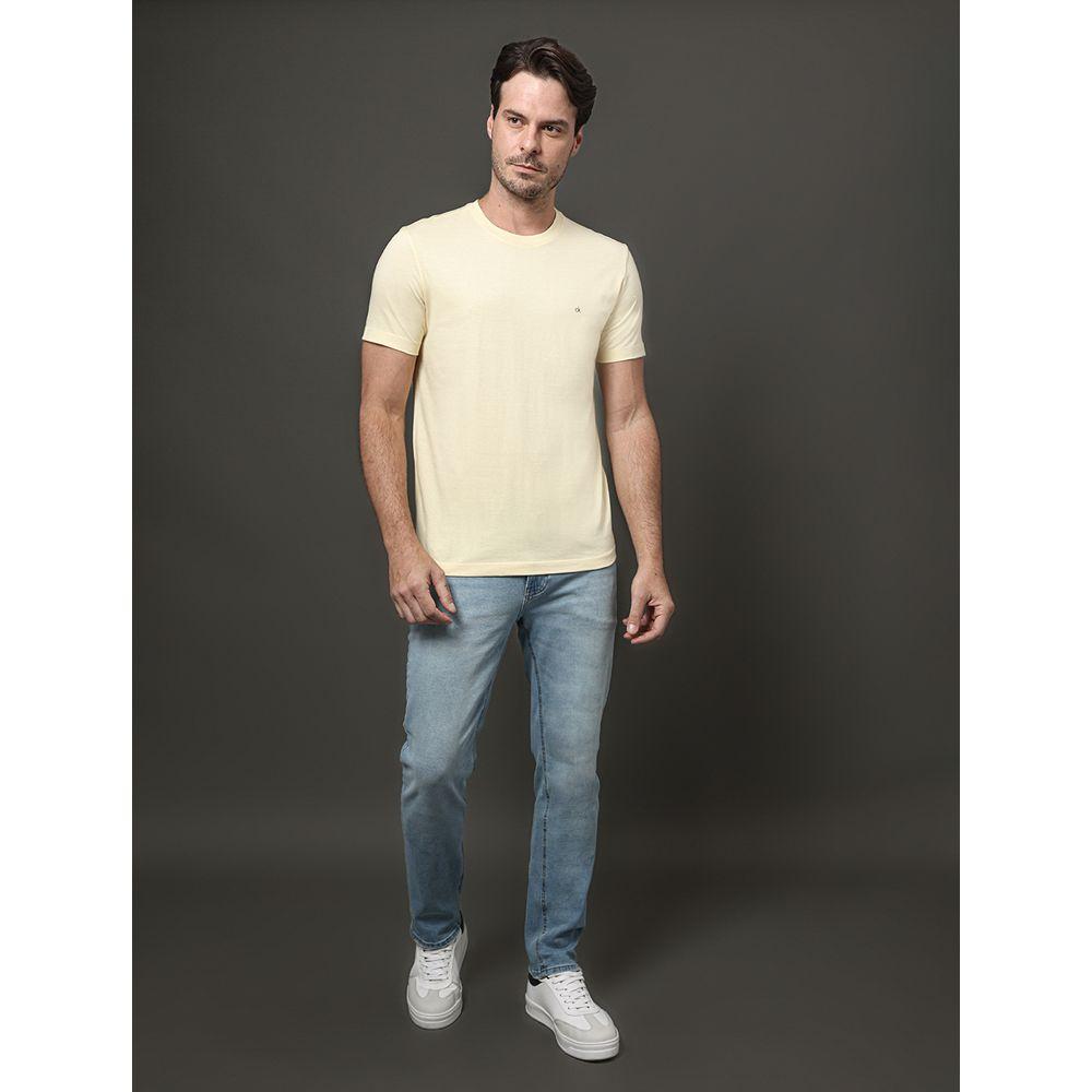 Camiseta Masculina Meia Malha Calvin Klein - Amarelo Manteiga - 3