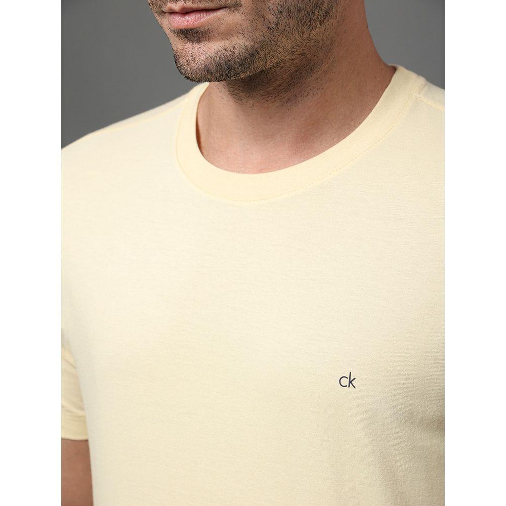 Camiseta Masculina Meia Malha Calvin Klein - Amarelo Manteiga - 4