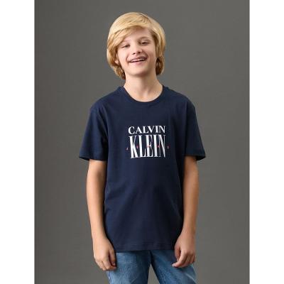 Camiseta Menino Serif Font Calvin Klein Jeans - Marinho