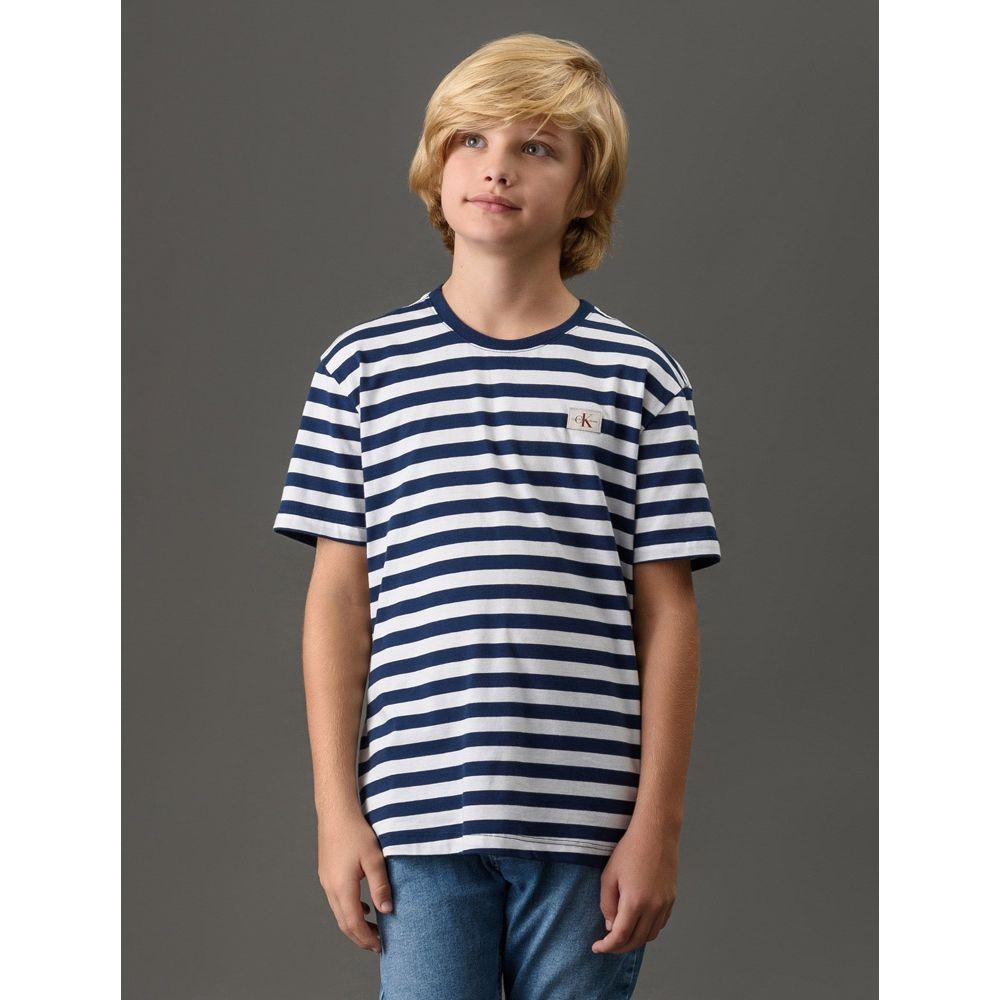 Camiseta Menino Listrado Navy Calvin Klein Jeans - Marinho - 1