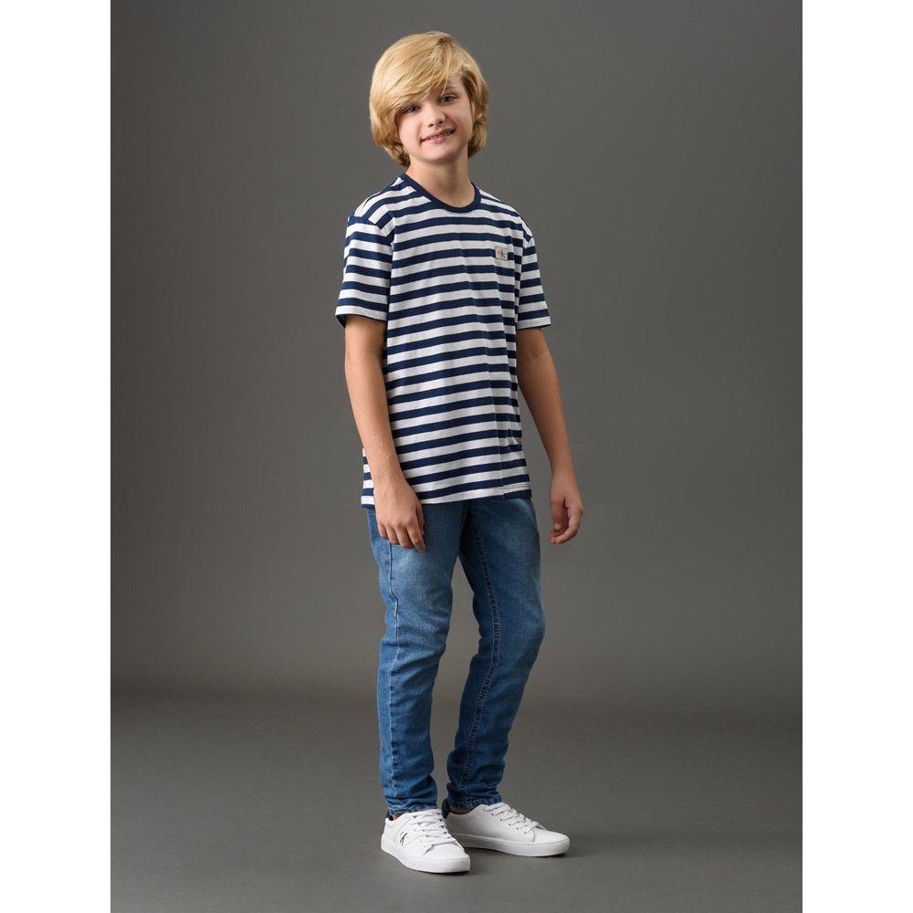 Camiseta Menino Listrado Navy Calvin Klein Jeans - Marinho - 3