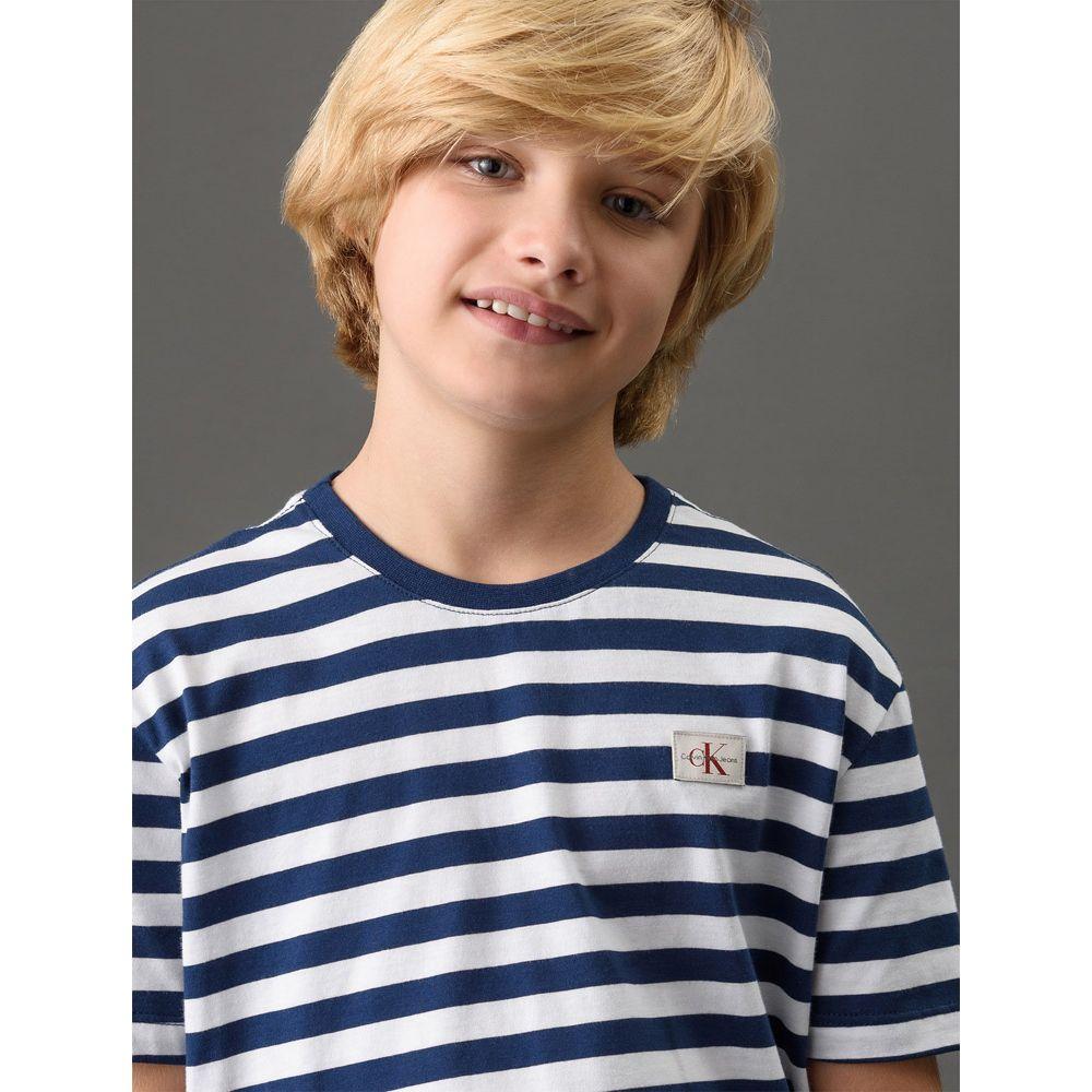 Camiseta Menino Listrado Navy Calvin Klein Jeans - Marinho - 4