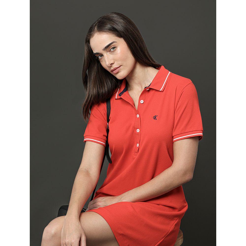 Vestido Feminino Polo Piquet Duplo Calvin Klein Jeans - Vermelho - 5