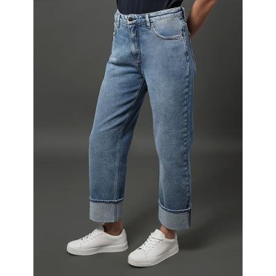 Calça Jeans Feminina Straight Barras Dobradas Calvin Klein Jeans - Azul Claro