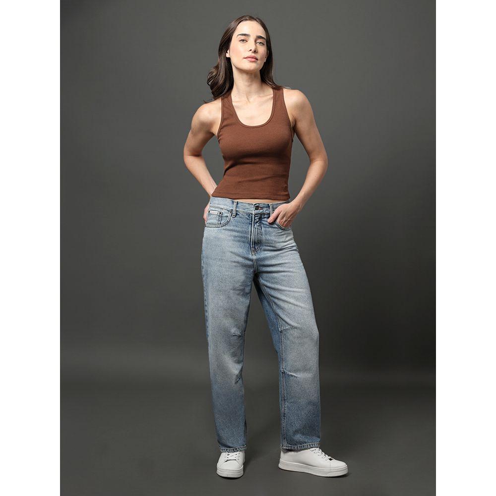 Calça Jeans Feminina Barrel Pences Calvin Klein Jeans - Azul Médio - 5