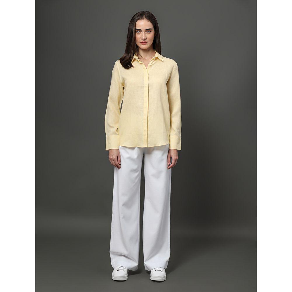 Camisa Feminina Linho Lisa Calvin Klein - Amarelo Manteiga - 3