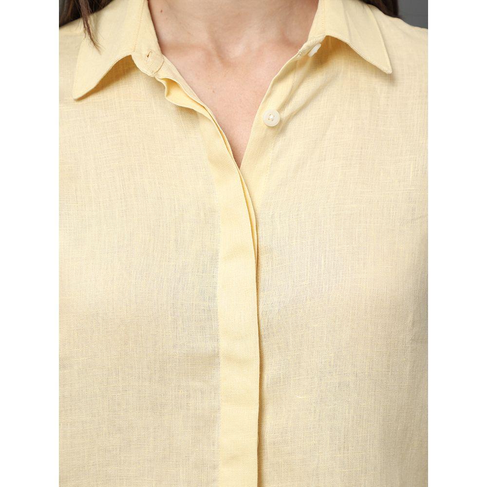 Camisa Feminina Linho Lisa Calvin Klein - Amarelo Manteiga - 4