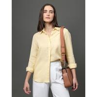 Camisa Feminina Linho Lisa Calvin Klein - Amarelo Manteiga - 1