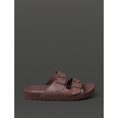 Chinelo Feminino Slide Duas Fivelas Calvin Klein Jeans - Marrom