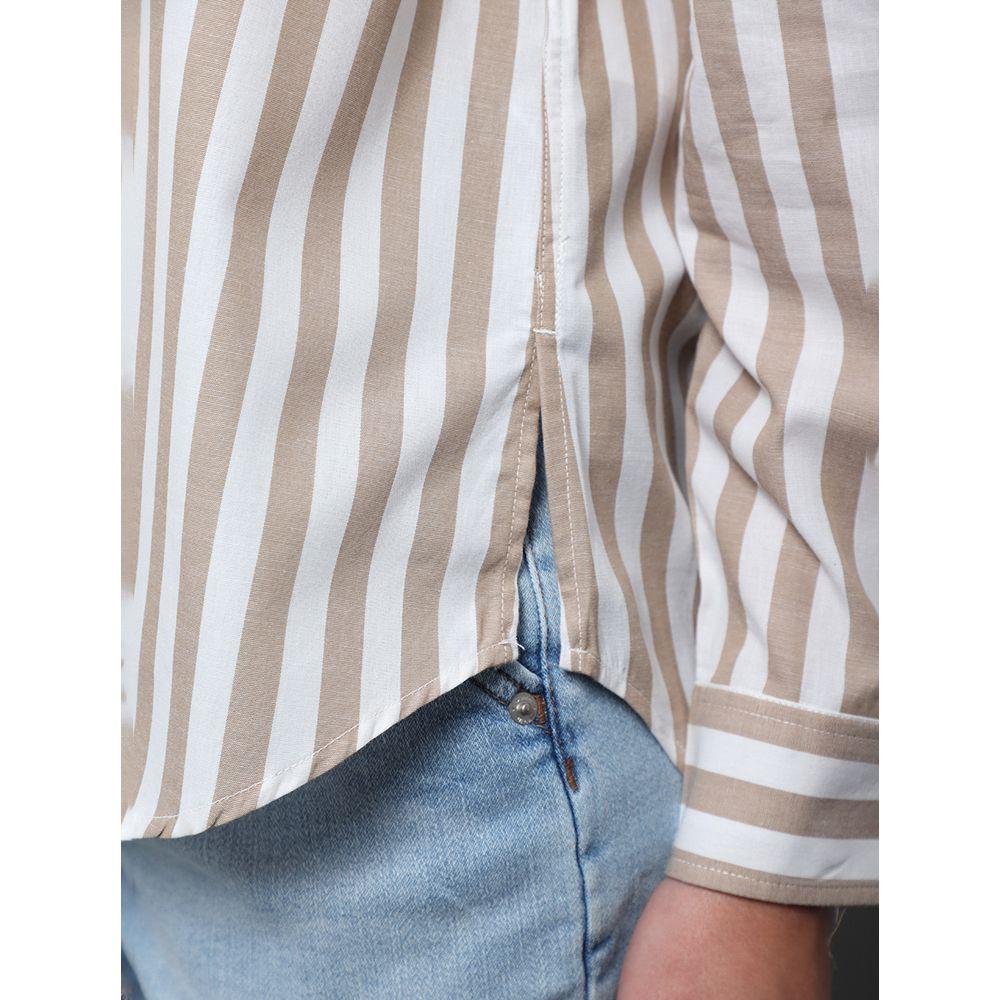 Camisa Feminina Listrada Calvin Klein Jeans - Caqui Claro - 4