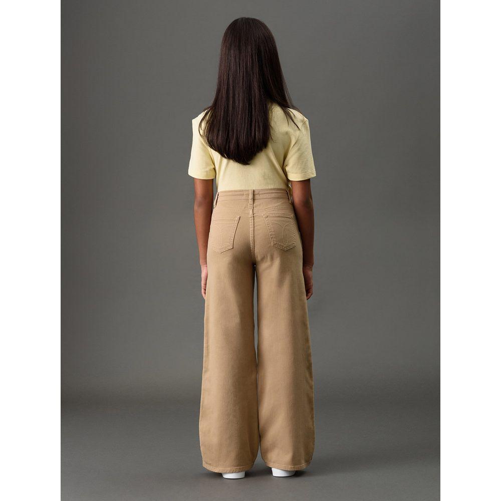 Calça Menina Wide Leg Com Cadarço Calvin Klein Jeans - Caqui Claro - 2