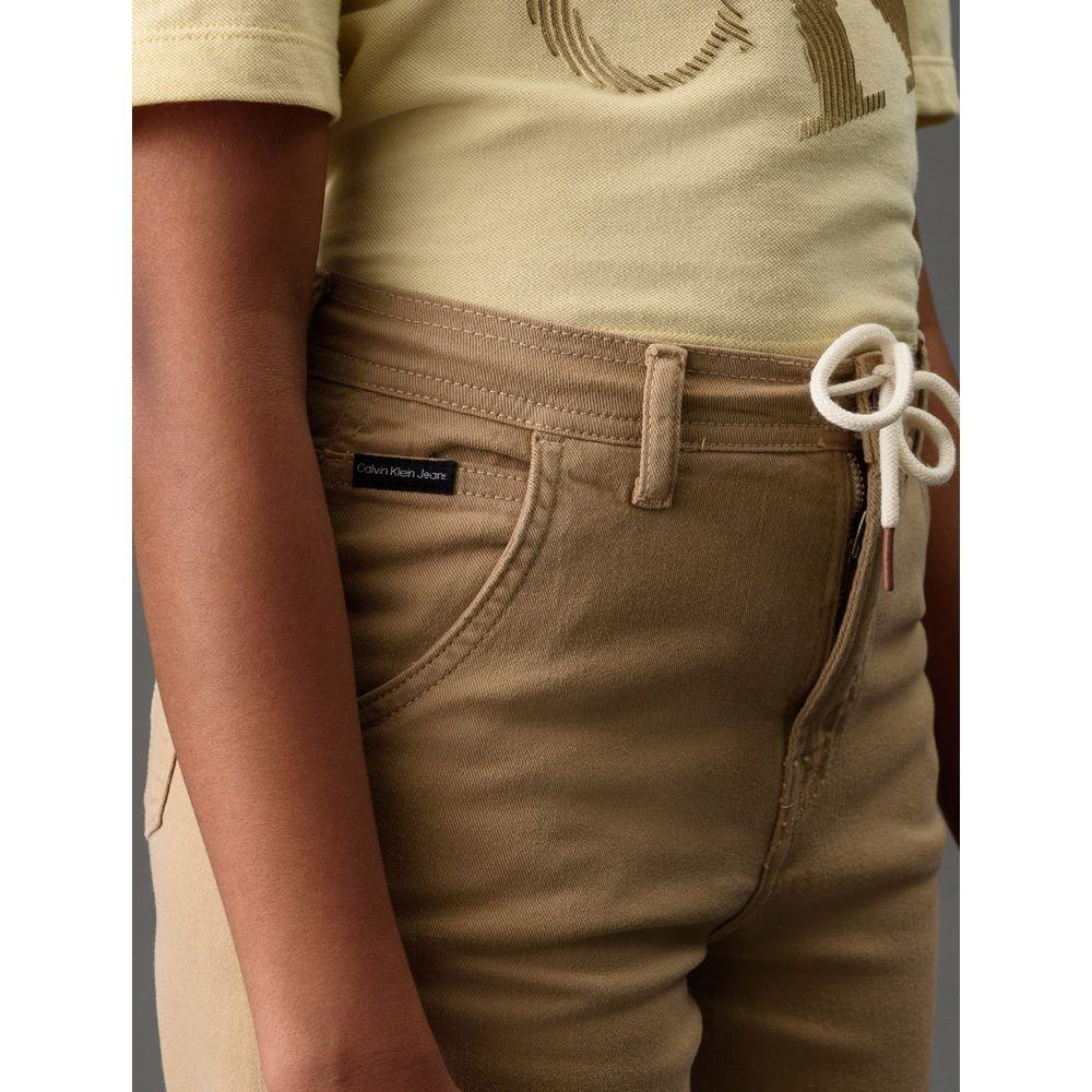 Calça Menina Wide Leg Com Cadarço Calvin Klein Jeans - Caqui Claro - 4