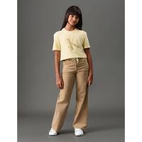Calça Menina Wide Leg Com Cadarço Calvin Klein Jeans - Caqui Claro - 5