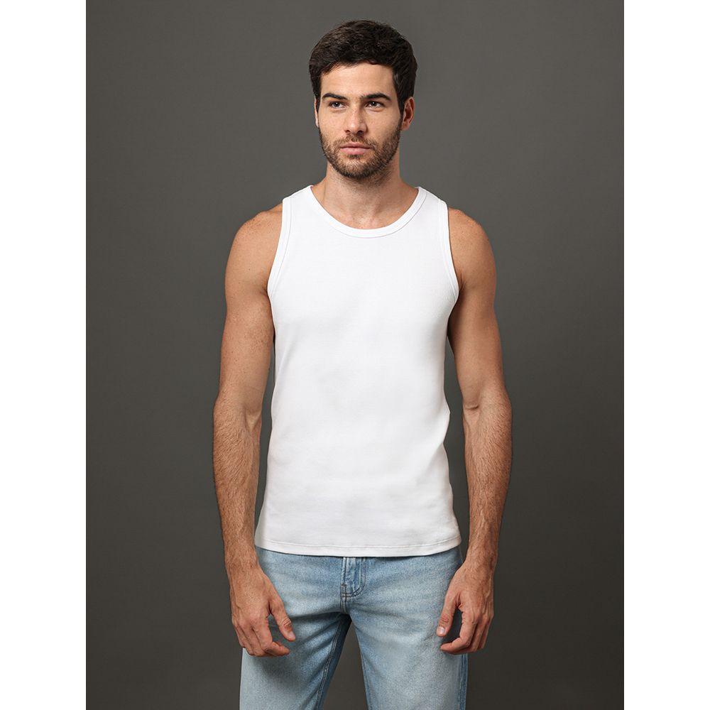 Regata Masculina Ribana Monogram Calvin Klein Jeans - Branco - 1