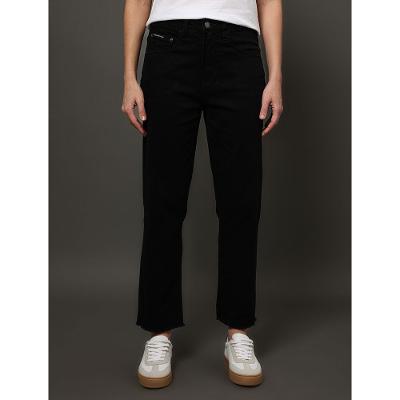 Calça Color Cropped Straight Barra a Fio - Preto