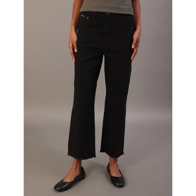 Calça Color Feminina Cropped Straight Barra a Fio - Preto