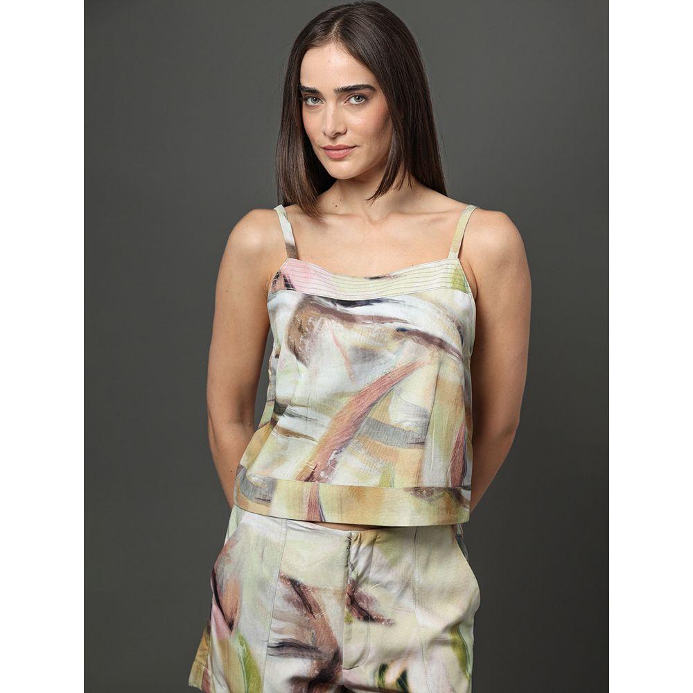 Top Feminino Linho Misto Calvin Klein Jeans - Branco - 1