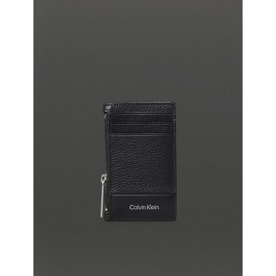 Porta Cartão Masculino Couro Com Zíper Calvin Klein - Preto