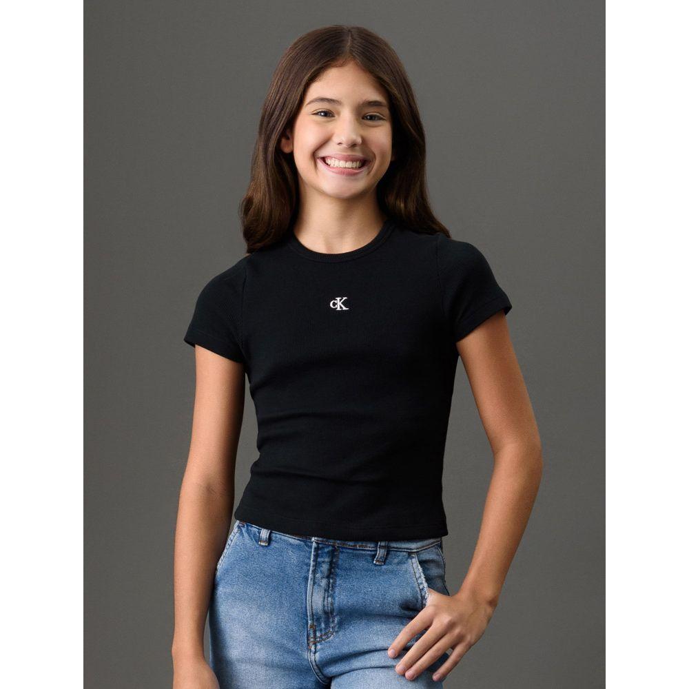 Camiseta Menina Ribana Calvin Klein Jeans - Preto - 1