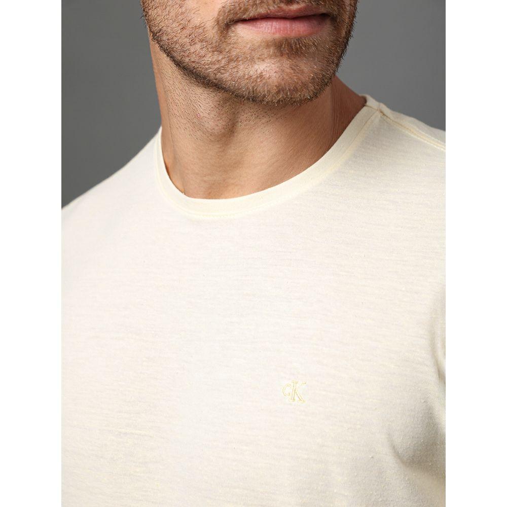 Camiseta Masculina Botonê Calvin Klein Jeans - Amarelo Manteiga - 4