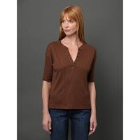 Camiseta Feminina Ribana Com Botões Calvin Klein - Marrom - 1