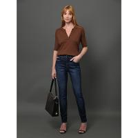 Camiseta Feminina Ribana Com Botões Calvin Klein - Marrom - 3