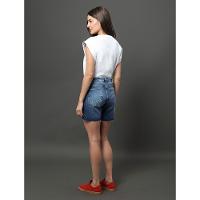 Bermuda Jeans Feminina Meio Coxa Calvin Klein Jeans - Azul Médio - 2