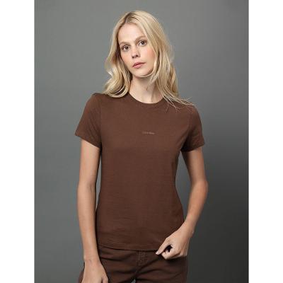 Camiseta Feminina Mini Logo Calvin Klein - Marrom