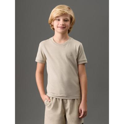 Camiseta Menino Malhão Com Punhos Calvin Klein Jeans - Caqui Claro