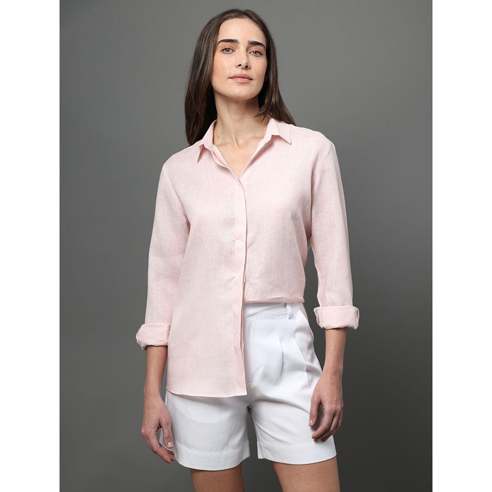 Camisa Feminina Linho Lisa Calvin Klein - Rosa Claro - 1