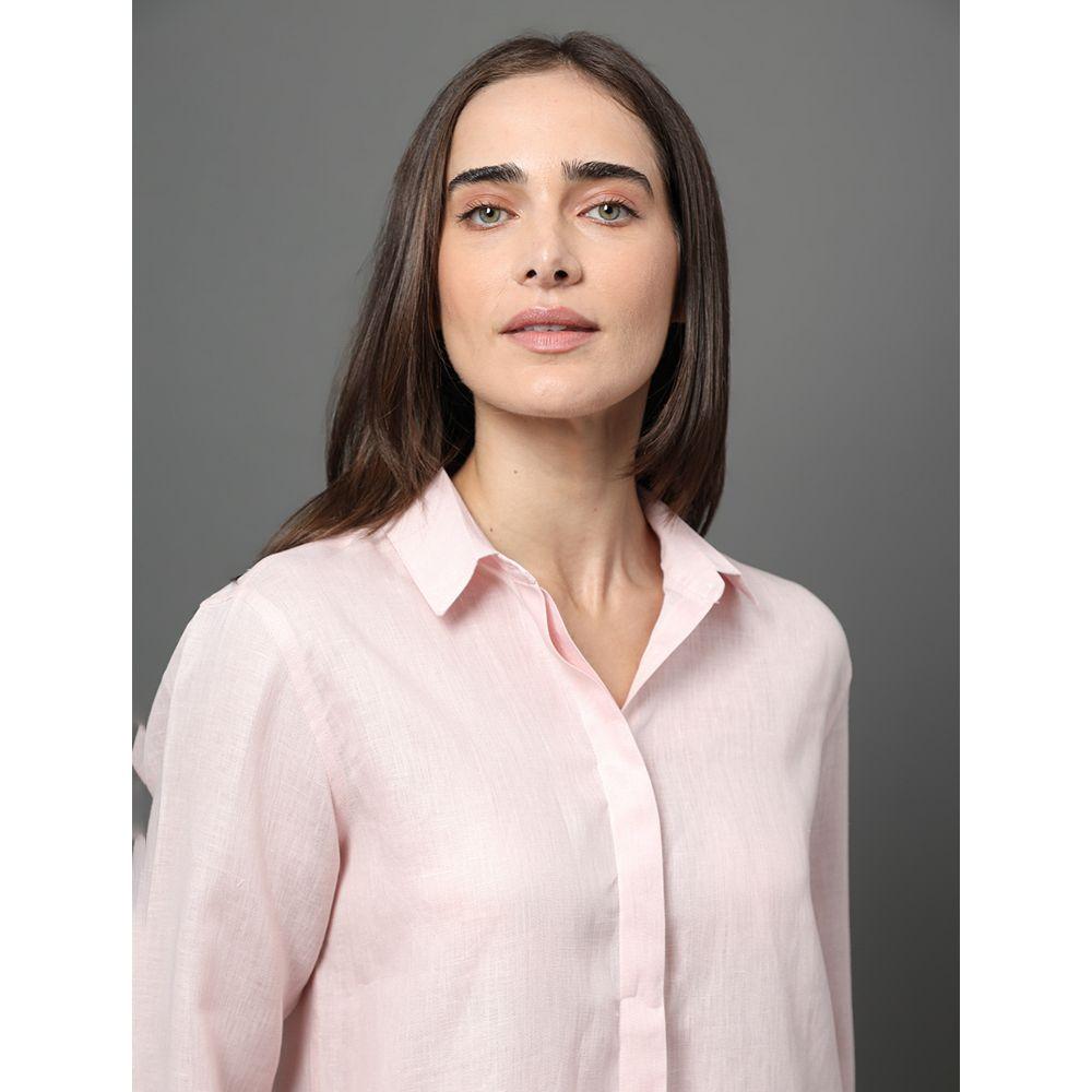 Camisa Feminina Linho Lisa Calvin Klein - Rosa Claro - 4