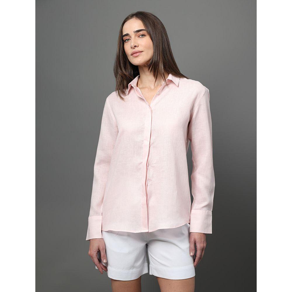 Camisa Feminina Linho Lisa Calvin Klein - Rosa Claro - 5