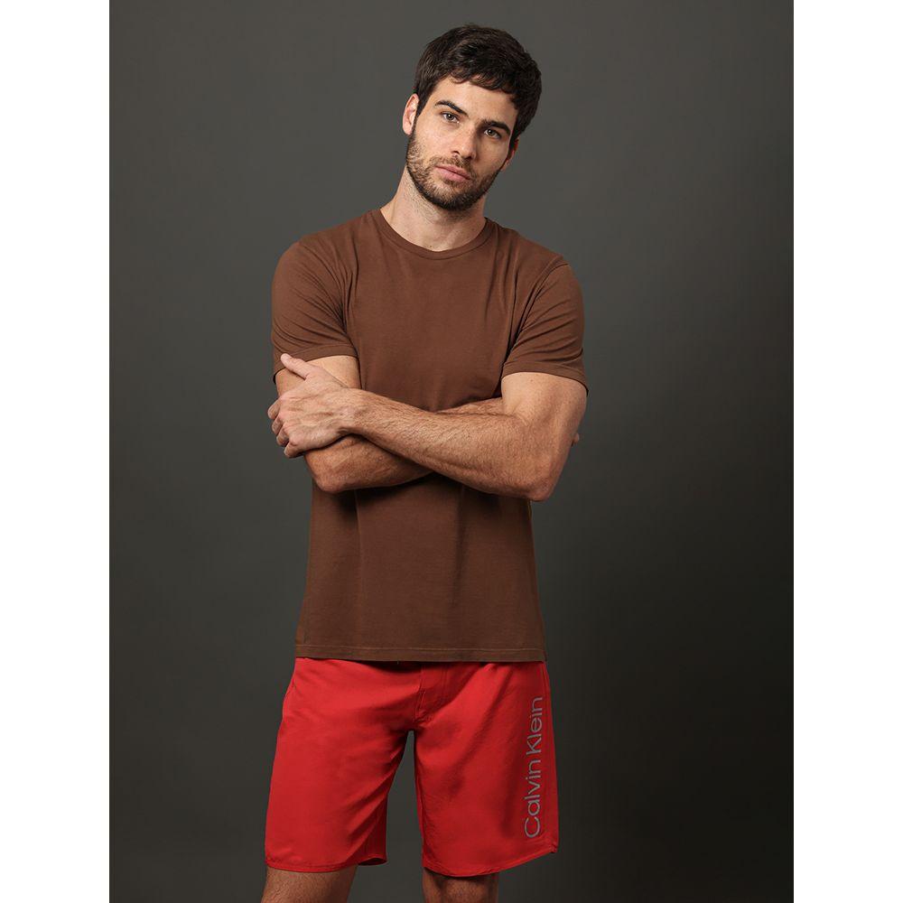 Camiseta Masculina Logo Costas Calvin Klein Swimwear - Marrom - 5