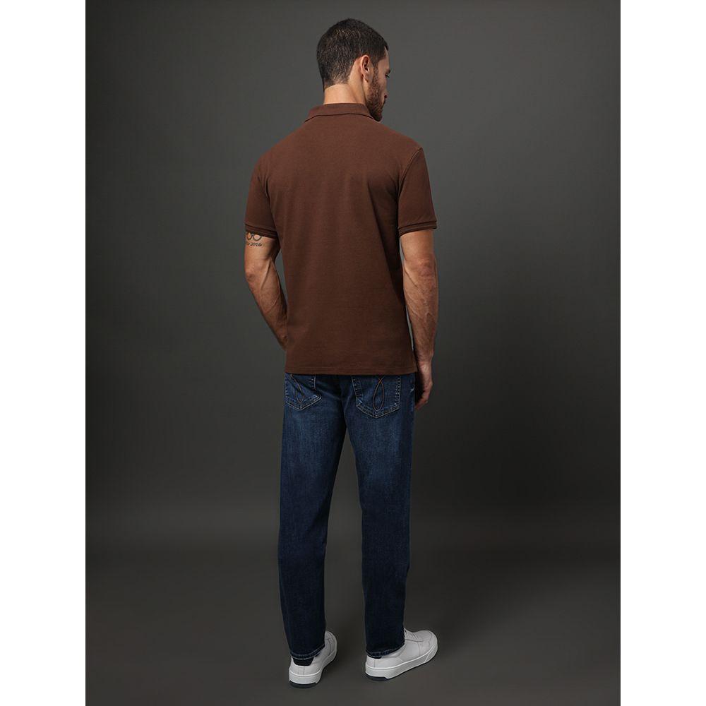 Polo Masculina Logo Bordado Calvin Klein Jeans - Marrom - 2