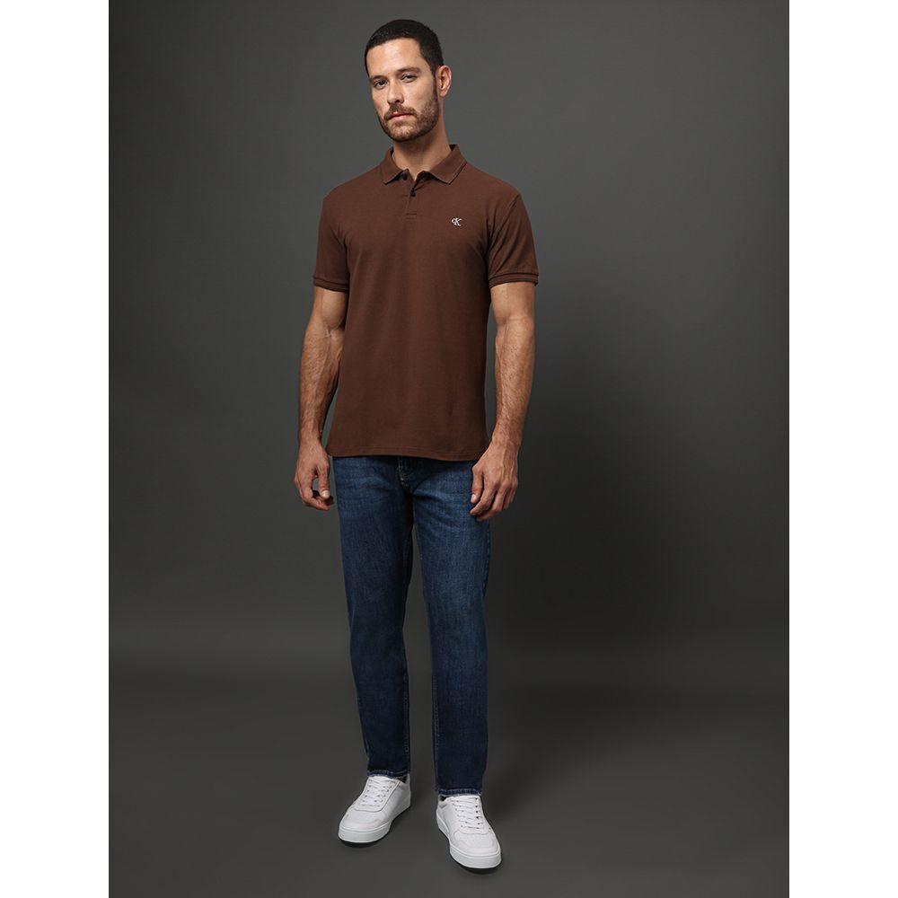Polo Masculina Logo Bordado Calvin Klein Jeans - Marrom - 3
