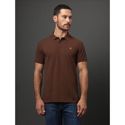 Polo Masculina Logo Bordado Calvin Klein Jeans - Marrom