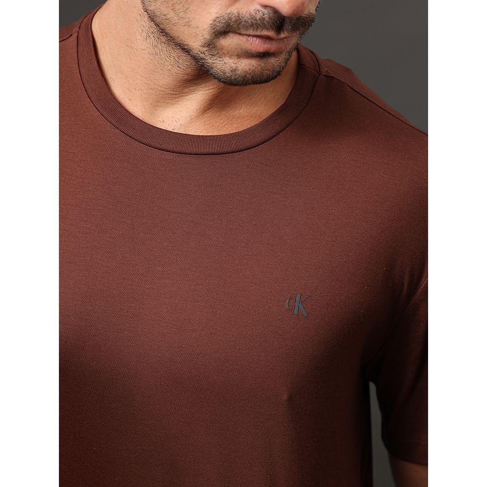 Camiseta Masculina Pima Calvin Klein Jeansm - Marrom - 4