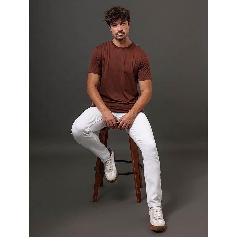 Camiseta Masculina Pima Calvin Klein Jeansm - Marrom - 5