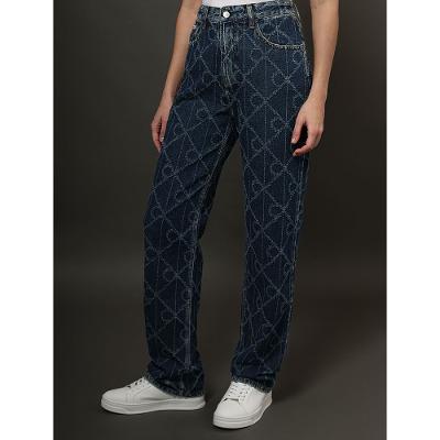 Calça Jeans Feminina Straight Estampa Calvin Klein Jeans - Azul Médio