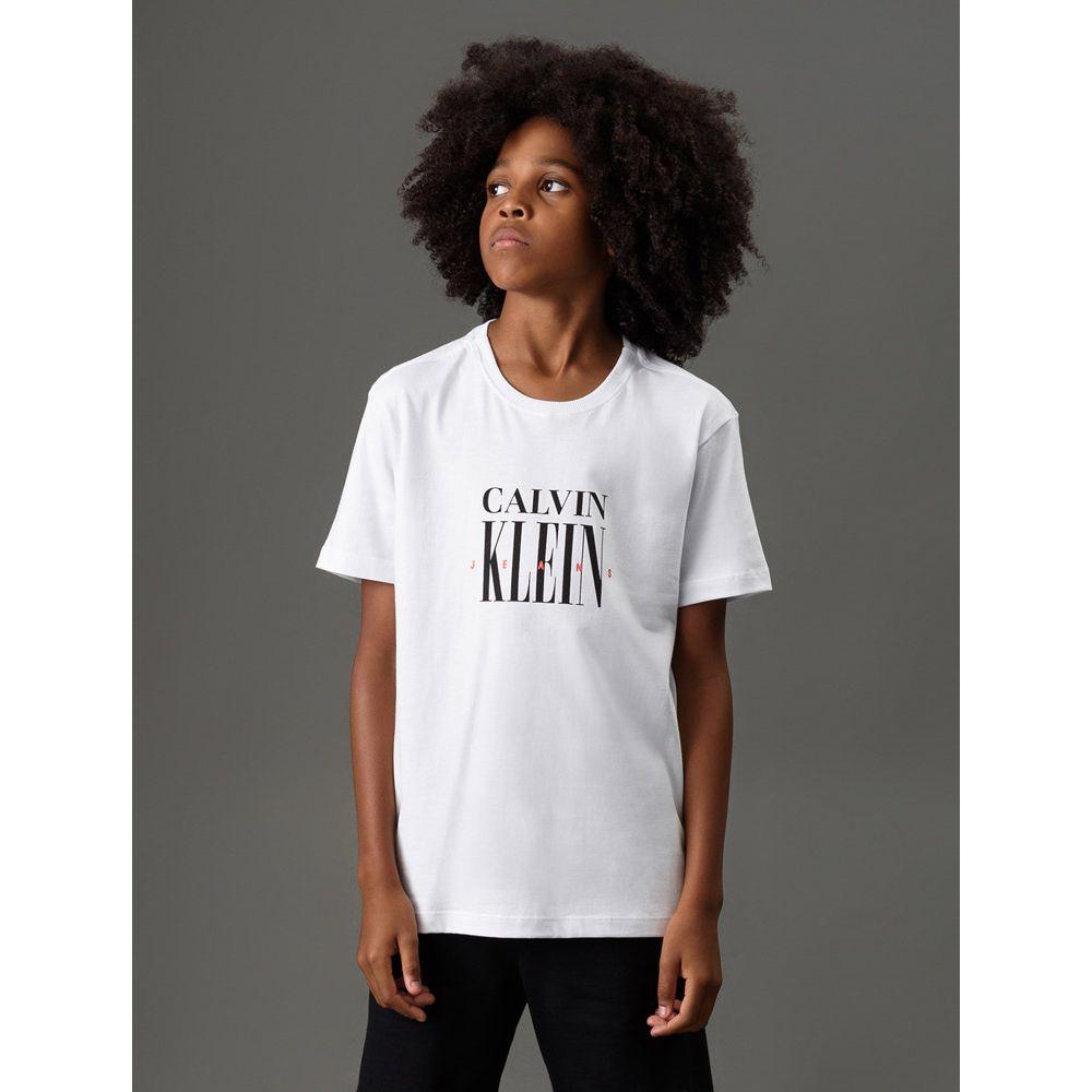 Camiseta Menino Serif Font Calvin Klein Jeans - Branco - 1
