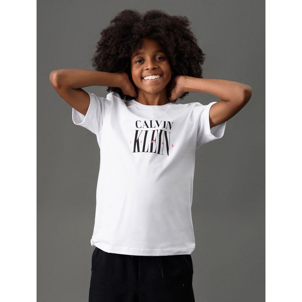 Camiseta Menino Serif Font Calvin Klein Jeans - Branco - 5