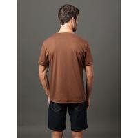 Camiseta Masculina Bordado Calvin Klein Jeans - Marrom - 2