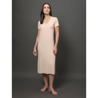Camisola Feminina Midi Visco Canelada Calvin Klein Underwear - Nude