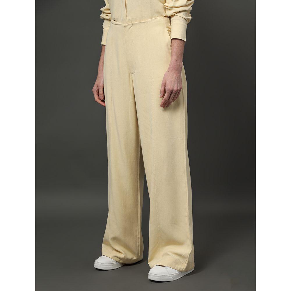 Calça Feminina Linho Misto Calvin Klein Jeans - Amarelo Manteiga - 1